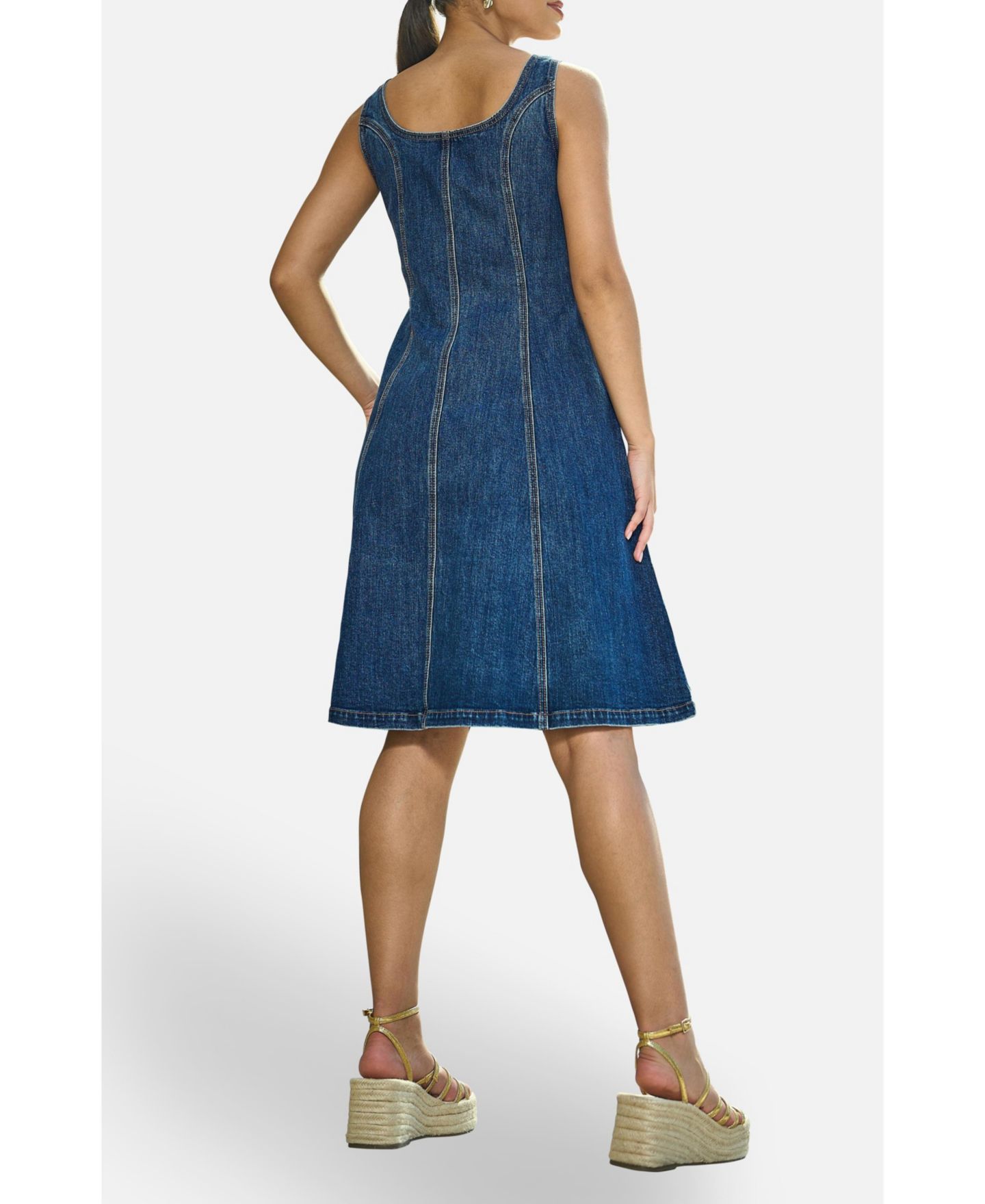 Женское платье Yumi Stretch Denim Panel Fitted, цвет: Синий — фото 2