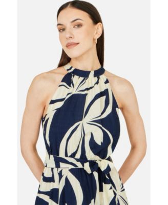 Women's Geo Swirl Print Halter Maxi Dress