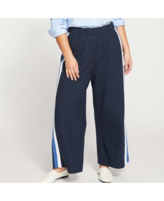 Women's Plus Size Wide Leg Stripe Ponte Pant