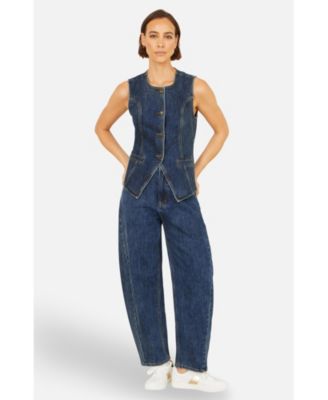 Women's Stretch Long Denim Waistcoat