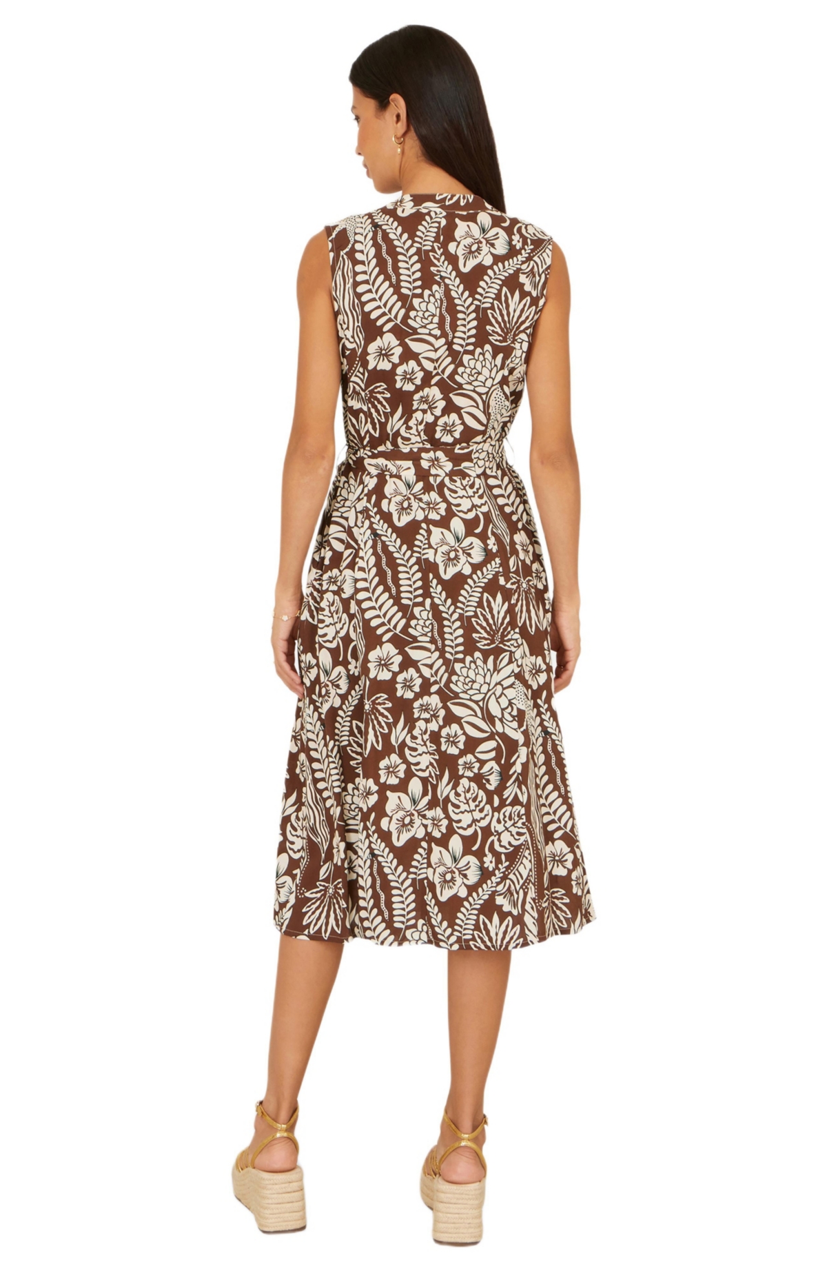 Yumi Women's Leaf Print Shirt Dress