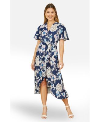 Women's Floral Midi Wrap Dress