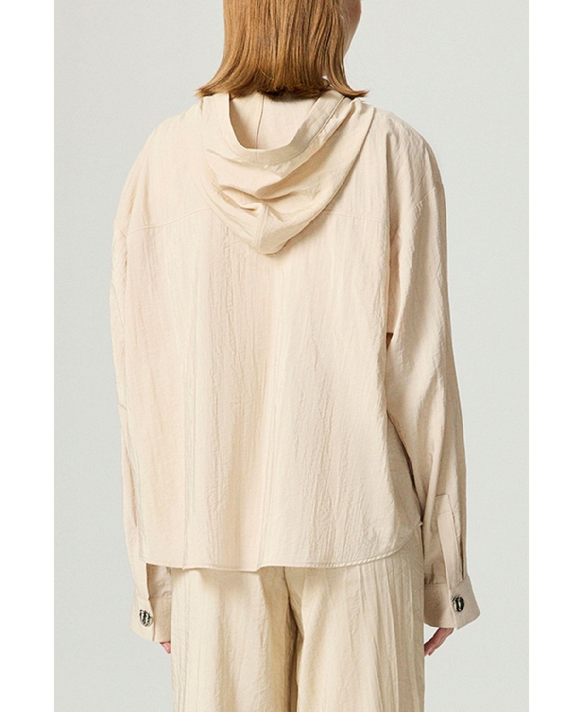 Nocturne Women's Hooded Shirt with Snap Button Details