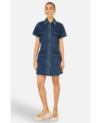 Women's Denim Stretch Shirt Dress