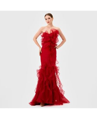 Women's Zita Strapless Ruffle Gown