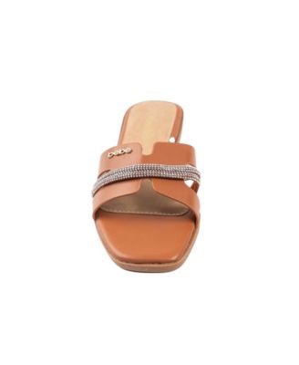 Women's Fashion Sandal with Rhinestone Detail and bebe Rivet