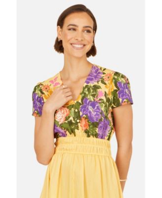 Women's Floral Mirror Print Viscose Midi Dress