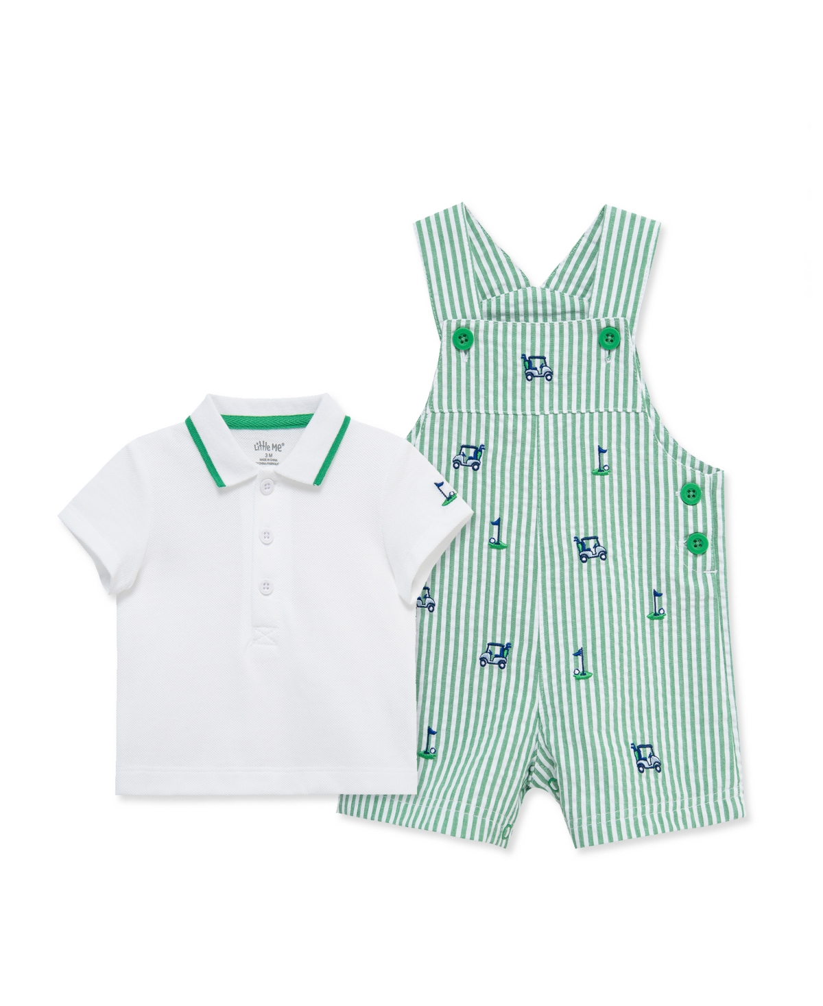 Little Me Baby Boys' Golf Shortall and Polo Shirt, 2-Piece Set