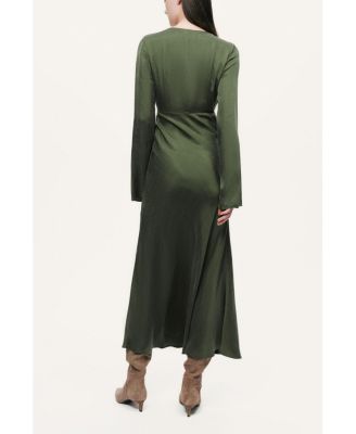 Women's Crystal-Button V-Neck Maxi Dress