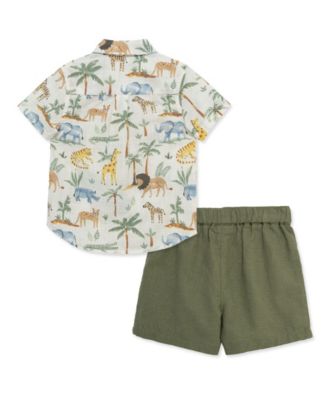 Baby Boys' Short-Sleeve Shirt and Shorts, 2-Piece Set