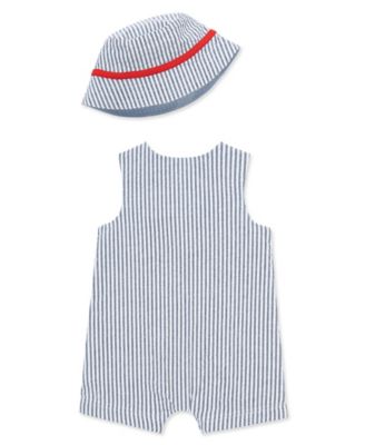 Baby Boys' Lobster Embroidery Sunsuit and Hat, 2-Piece Set