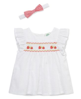 Baby Girls' Strawberry Print Top, Shorts and Headband, 3-Piece Set