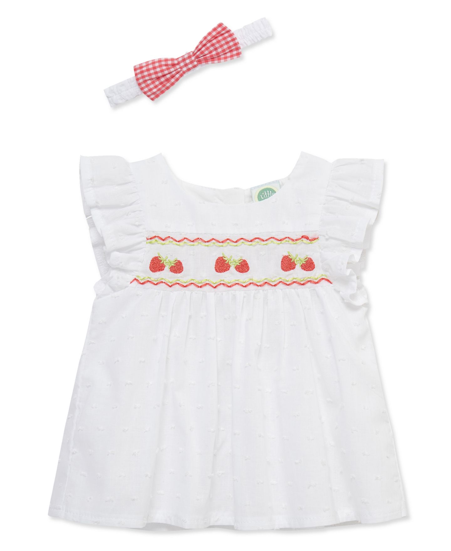 Комплекты Little Me Strawberry Print Top, Shorts and Headband, 3-Piece Set для девочек-малышей, цвет: Белый / Красный — фото 3
