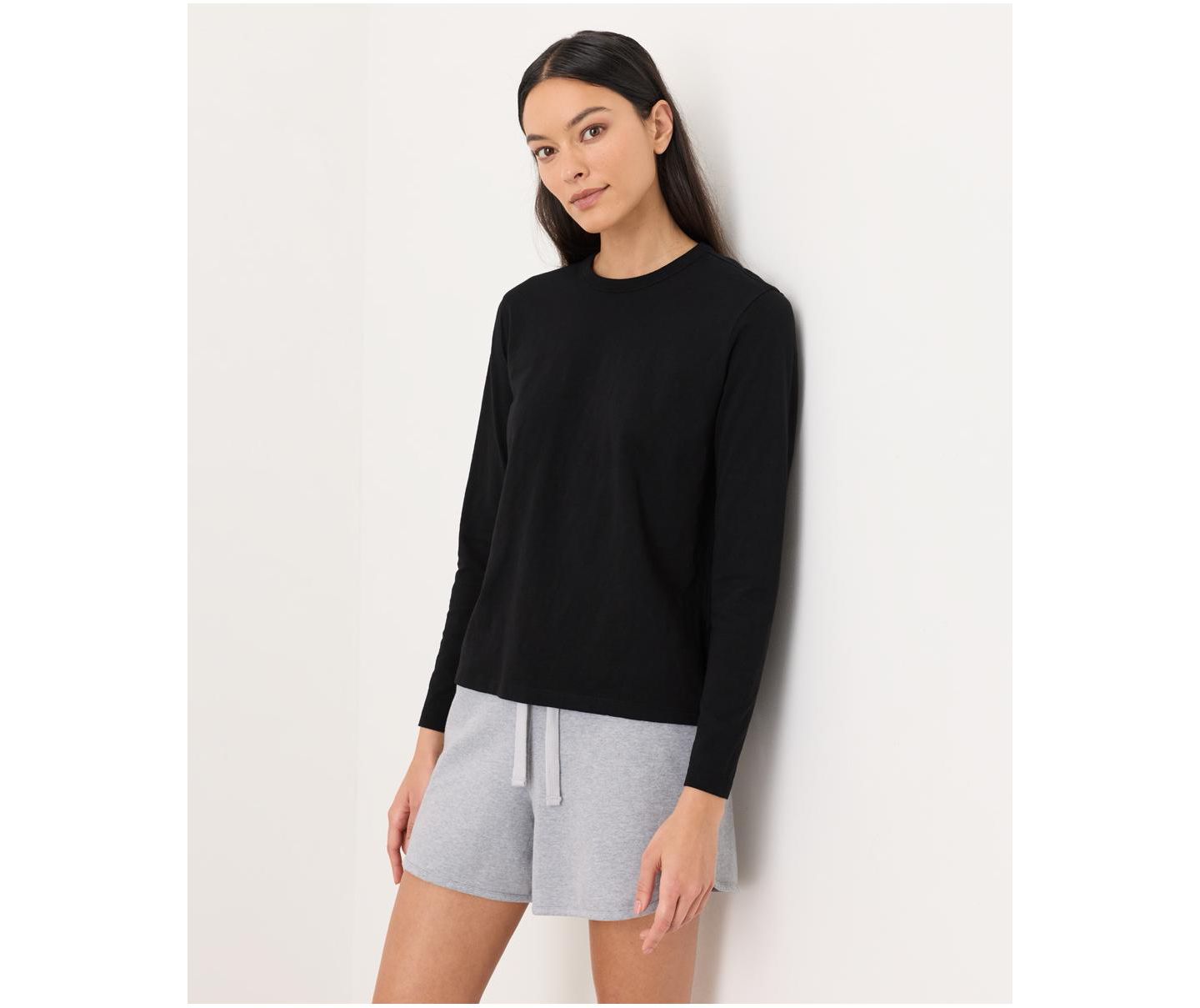 Женская футболка Pact Cotton Slub Organic Long Sleeve, цвет: Чёрный — фото 4