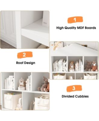 Toy Storage Organizer 5-Cubby Kids Bookshelf Bookcase Toddlers Playhouse Cabinet Shelf for Boys Girls Wooden Cubby Storage Toy Shelf
