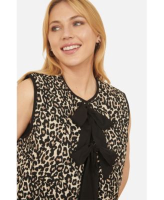 Women's Sleeveless Bow-Tie Leopard Waistcoat