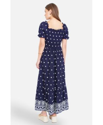 Women's Border Hemline Smocked Maxi Dress