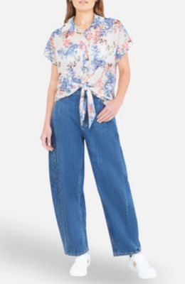 Women's Cotton Paisley Print Tie Knot Shirt