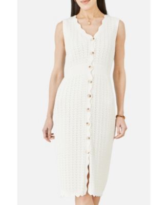 Women's Cotton Scallop Crochet Knitted Dress