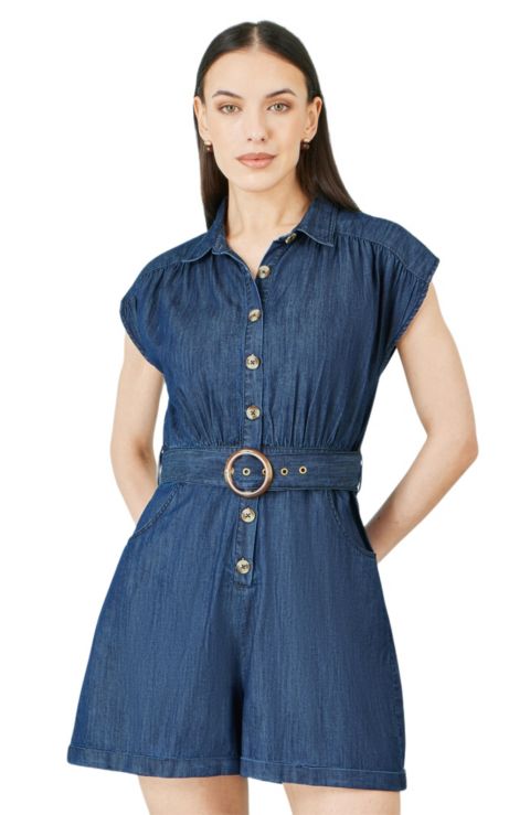 Женские брюки Yumi Chambray Cotton Playsuit, цвет: Синий