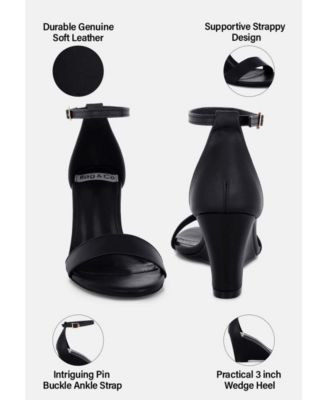 Rag and Co Womens Pobora Genuine Leather Slim Wedge Heel Sandals