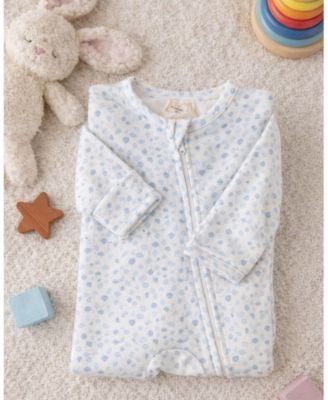 Baby Girls "Abstract Spots" Rayon-Blend Front-Zip Long-Sleeve Footie