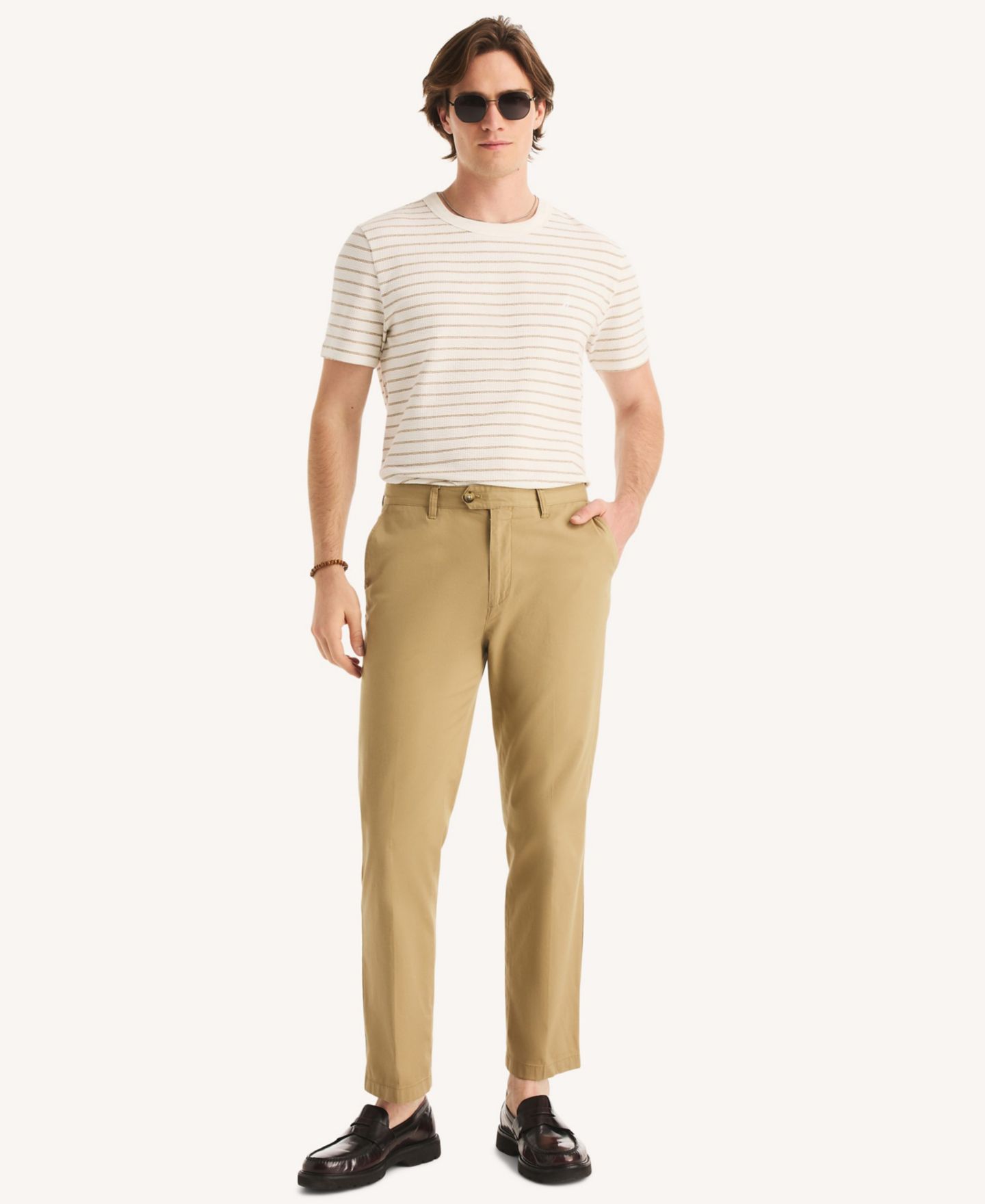 Мужская футболка Nautica Short-Sleeve Seersucker Striped, цвет: Кремовый — фото 2
