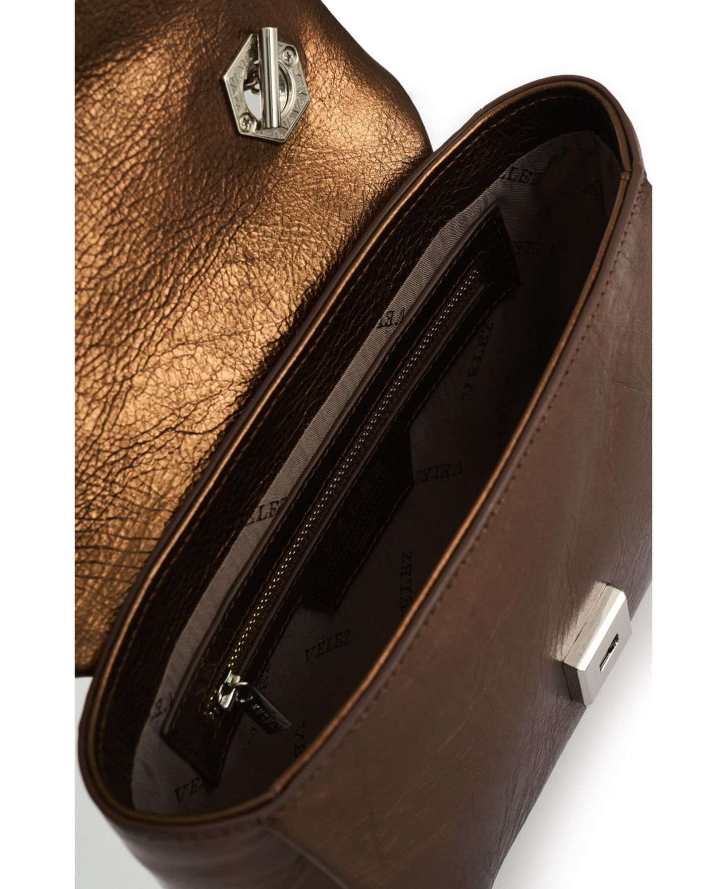 Женская сумка Velez Women'sLeather Crossbody Bag with Chain, цвет: Бронзовый — фото 4