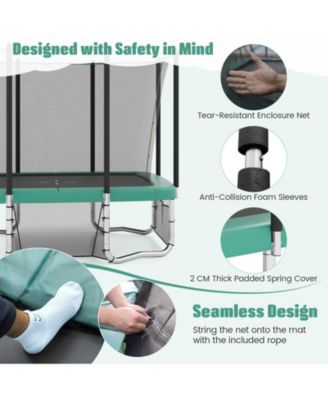 10x8 FT Rectangle Outdoor Trampoline with Basketball Hoop