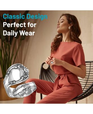 925 Sterling Oxidized Boho Adjustable Wrap Spoon Ring