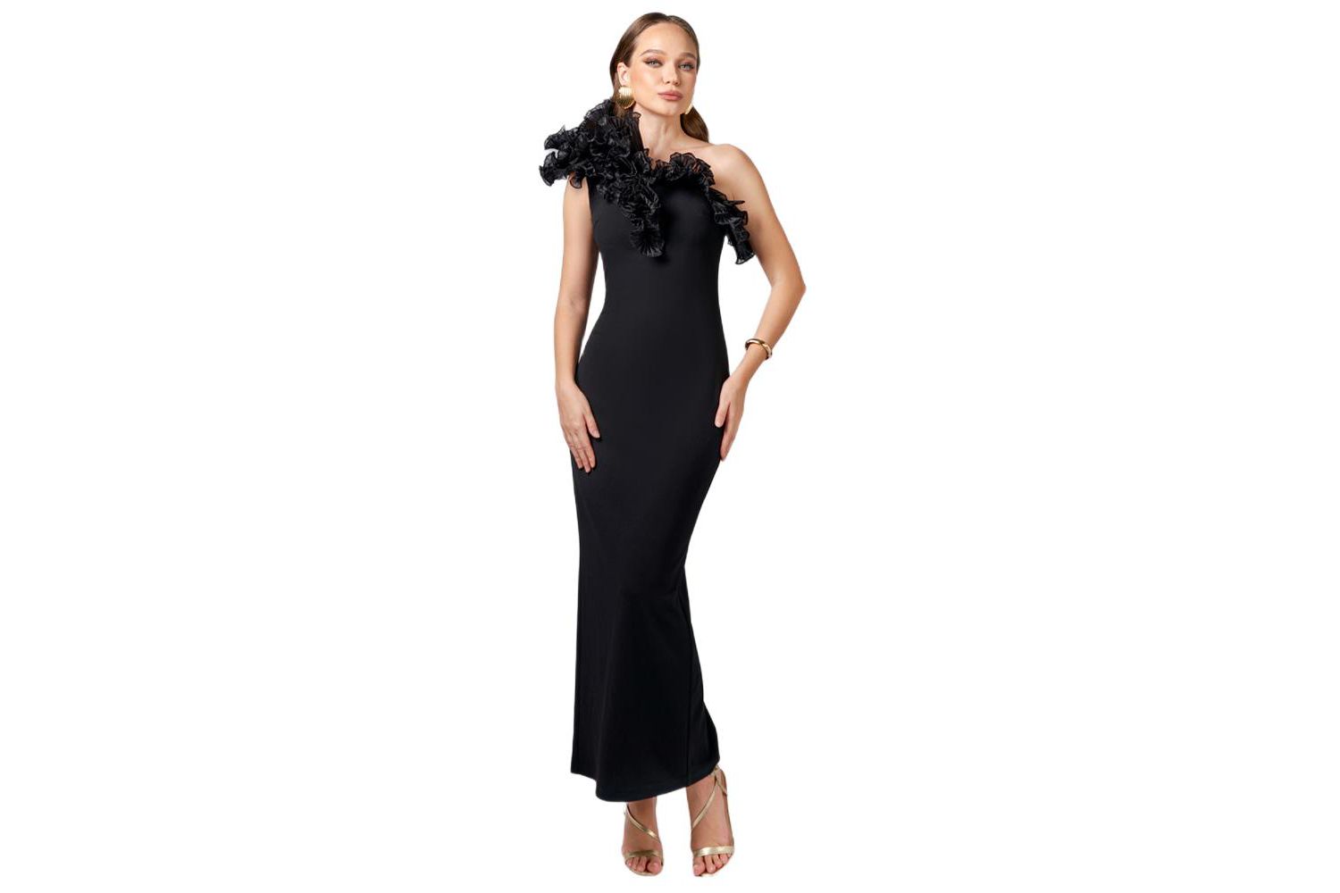 Women's Elena One Shoulder Ruffle Midaxi Dress