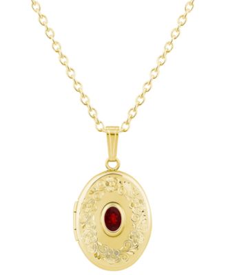 Created Sapphire (5/8 ct. t.w.) Locket Pendant Necklace in 14k Yellow Gold-Plated Sterling Silver (Also Available in Multi-Stones)