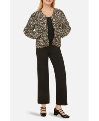 Women's Leopard Print Round Neck Boxy Jacket