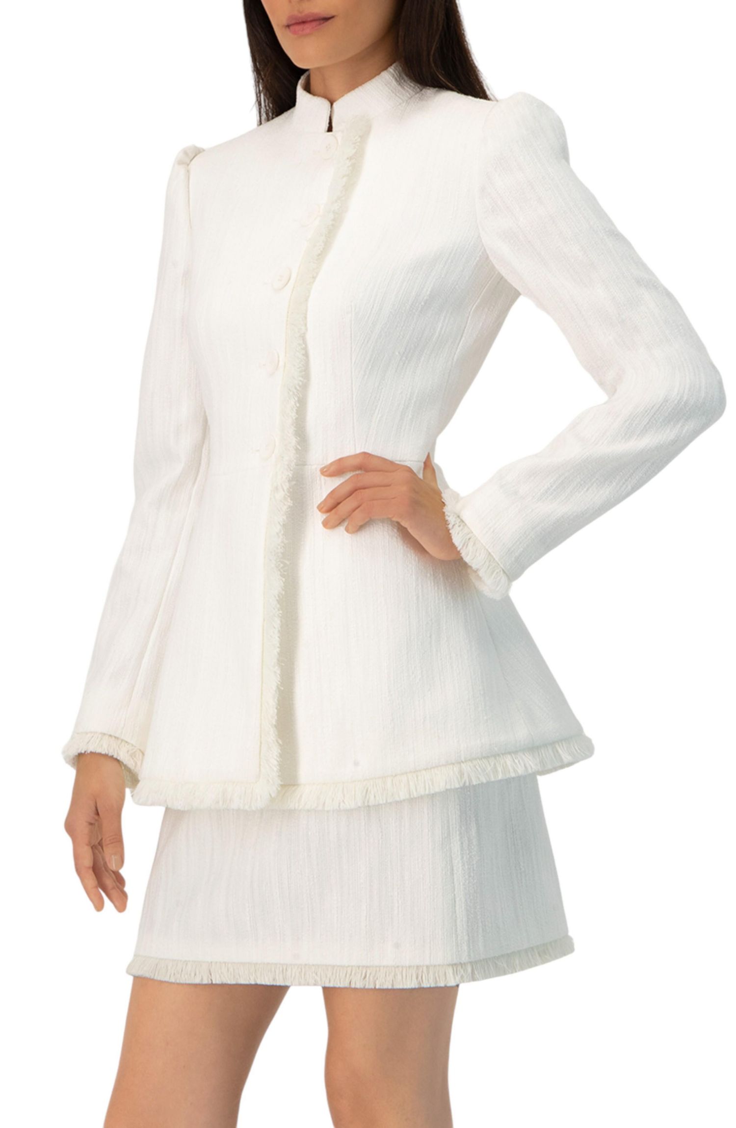 Women's Buttoned Blazer with Fringe Detail