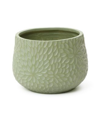 Leaf Embossed MgO Planter, 16.5" Textured Pot for Outdoor & Indoor