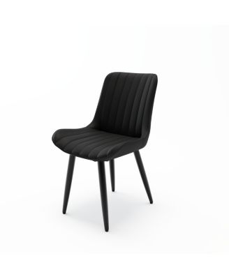  Set of 4 Modern PU Leather Dining Chairs with Cushions & Metal Legs