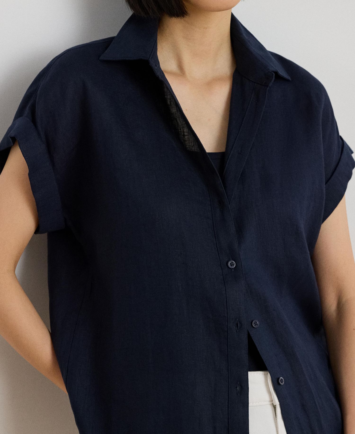 Dolman-Sleeve 100% Linen Shirt