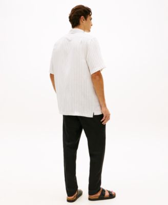 Men's Engineered Stripe Linen-Blend Shirt