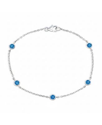 Sterling Silver, Round Bezel-Set Gemstone By The Yard Birthstone Bracelet