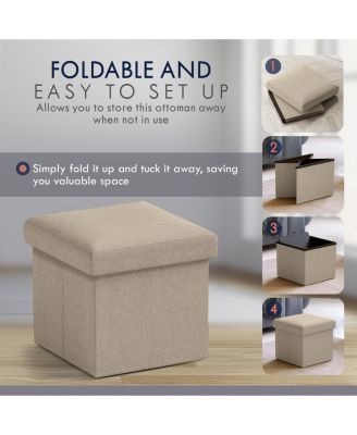 Collapsible Small Footrest Square Storage Ottoman - 12 Inch