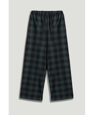 Women's Emerald Check Drawstring Wide-Leg Pants