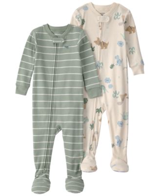 Baby Boys' Long-Sleeve Printed One-Piece Pajama Set, 2-Pack