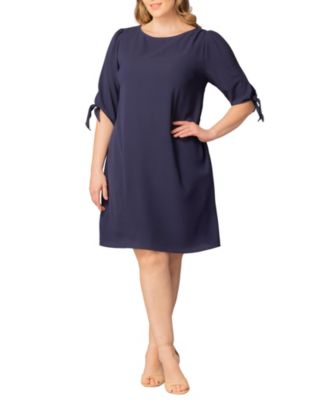 Plus Size Manhattan Shift Dress with Tie Sleeves