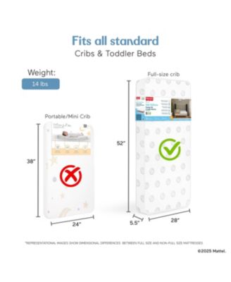 Baby Fisher-Price Hello Rainbow Full Crib Mattress Firm Innerspring Mattress with Waterproof Vinyl Cover