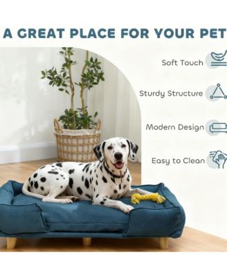Modern Pet Couch with Wood Legs and Cushion for Large Dogs