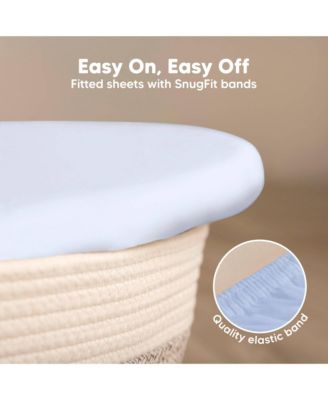 Bassinet Sheet for Baby Girls, Boys, 2-Pack Isla Fitted Bassinet Sheets, Bassinet Mattress Sheets