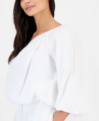 Petite Bubble One-Shoulder Blouse