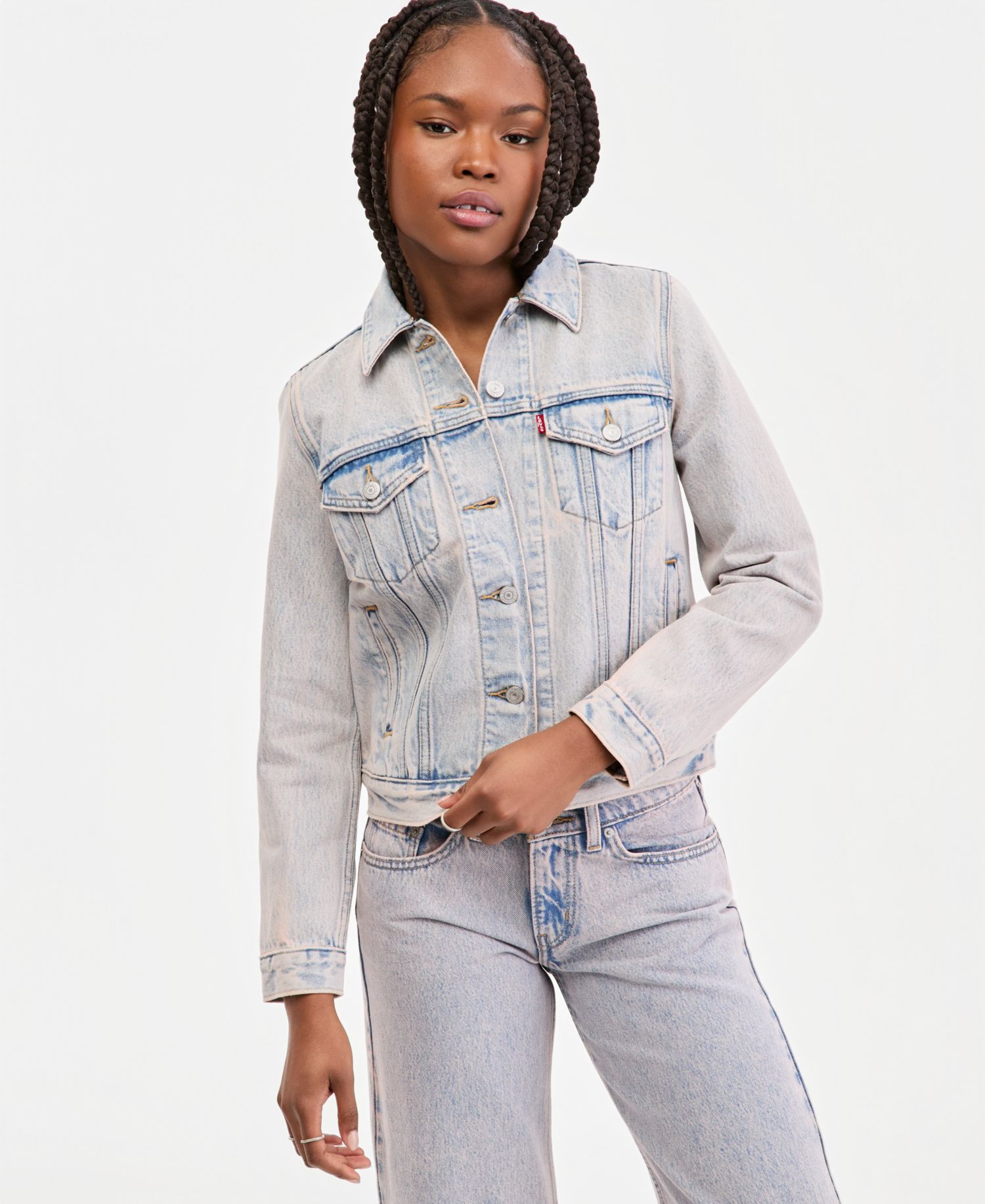 Plus Size Button-Down Original Denim Trucker Jacket