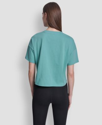 Women's Metallic Bubble Logo Drop Shoulder Pull-On T-Shirt