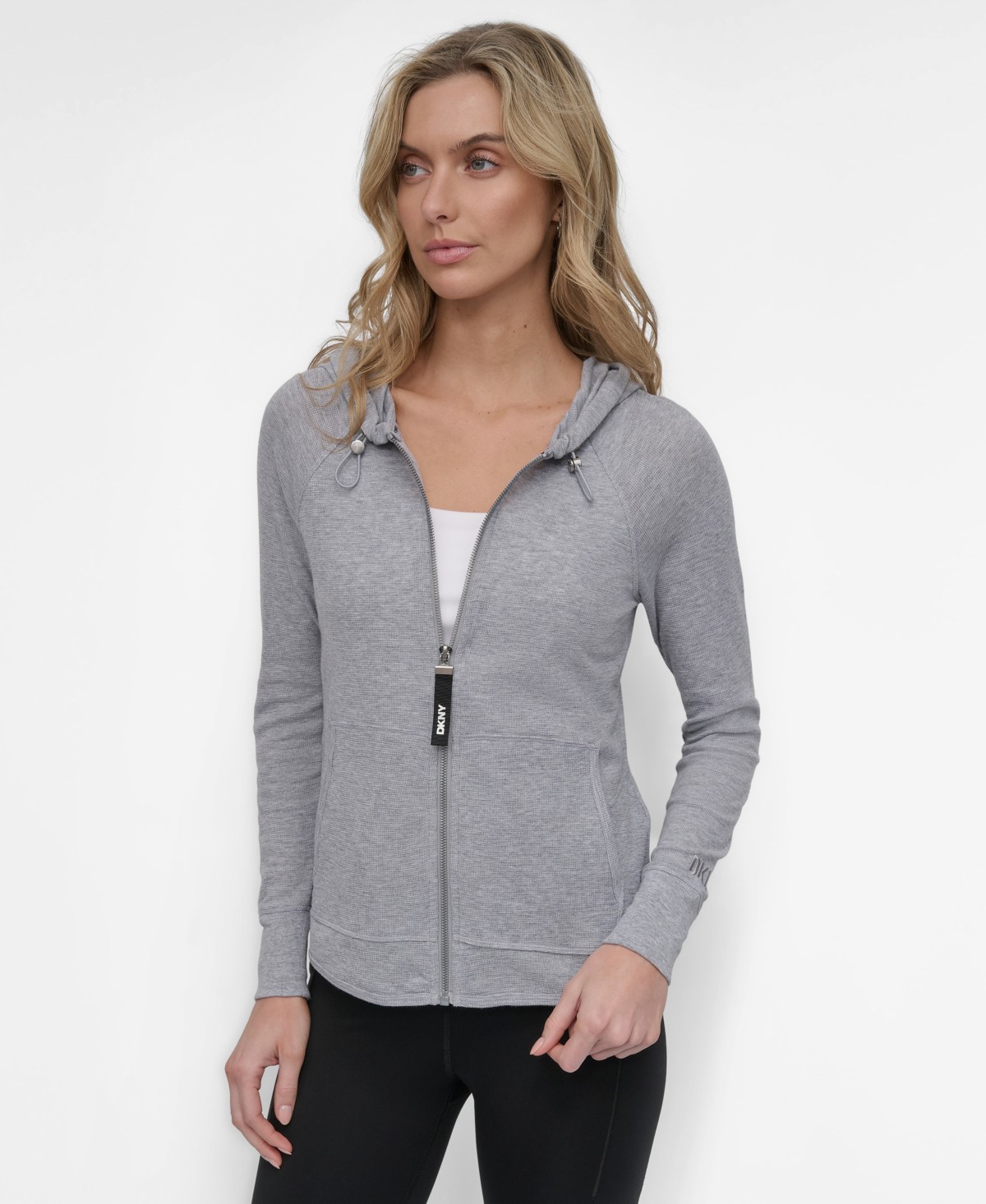 Женские топы DKNY Women's Lightweight Waffle Zip-Front — фото 2